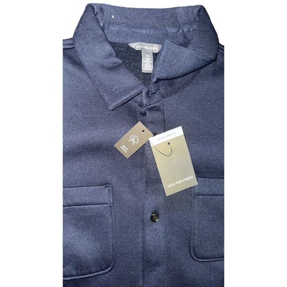 Van Heusen Sea Navy Fleece Shacket Size L New With Tags - Picture 2 of 4